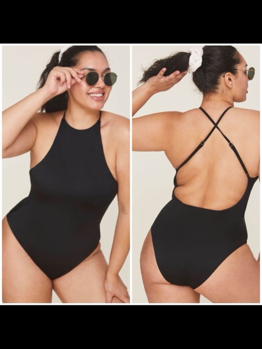 Women's Black High-Neck One-Piece Swimsuit (Andie Swim, The Asbury)